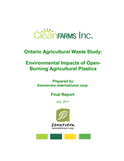 Ontario Agricultural Waste Study