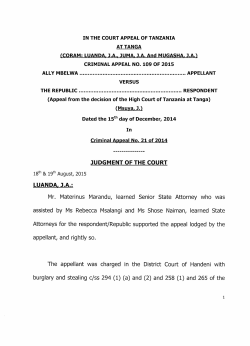 lUDGMENT OF THE COURT LUANDA, lA