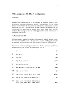 5 The groups and 2D. The 10 point groups.