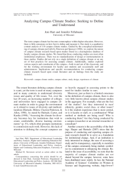 Analyzing Campus Climate Studies: Seeking to Define and