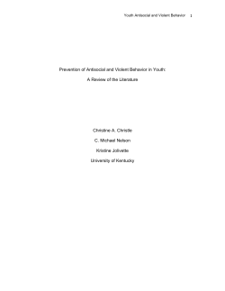 Prevention of Youth Violence and Delinquent Behavior