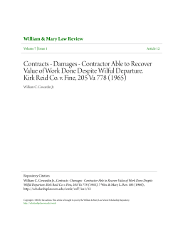 Damages - Contractor Able to Recover Value of Work Done Despite