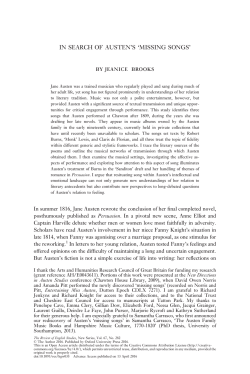 In Search of Austen`s `Missing Songs`