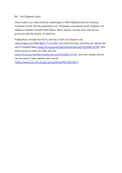 Bio: Prof Stephen Leslie Steve Leslie is an interventional