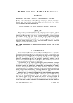 THROUGH THE JUNGLE OF BIOLOGICAL DIVERSITY Carlo Ricotta