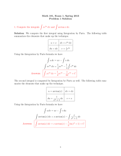 Math 181, Exam 1, Spring 2013 Problem 1 Solution 1. Compute the