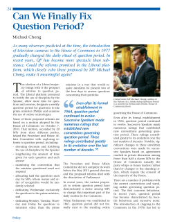 Can We Finally Fix Question Period?
