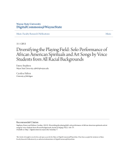 Diversifying the Playing Field: Solo Performance of African American