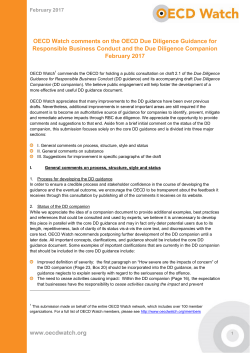 OECD Watch comments on the OECD Due Diligence Guidance for