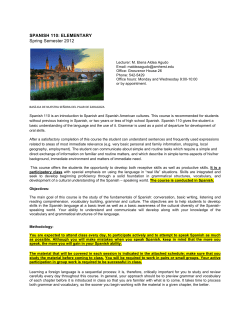 SPANISH 110: ELEMENTARY Spring Semester