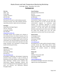 Alaska Stream and Lake Temperature Monitoring Workshop