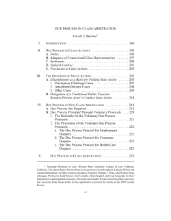 DUE PROCESS IN CLASS ARBITRATION Carole J. Buckner* I