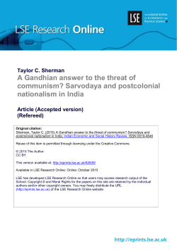 A Gandhian answer to the threat of communism? Sarvodaya and