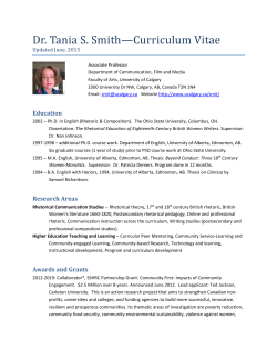 Dr. Tania S. Smith&mdash;Curriculum Vitae