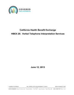 California Health Benefit Exchange HBEX 26: Verbal Telephone