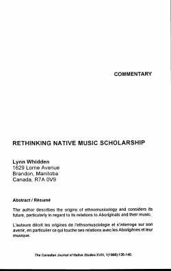 rethinking native music scholarship