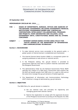 Internet Domain Name System (IDNS) Policy for gov.ph domain