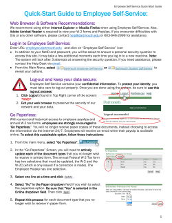 Quick-Start Guide to Employee Self-Service