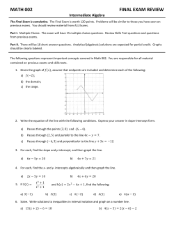 MATH 002 FINAL EXAM REVIEW
