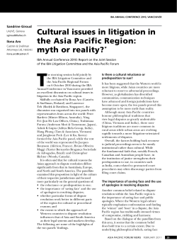 Cultural issues in litigation in the Asia Pacific Region: myth