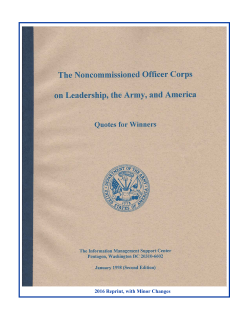 The Noncommissioned Officer Corps on Leadership, the Army, and
