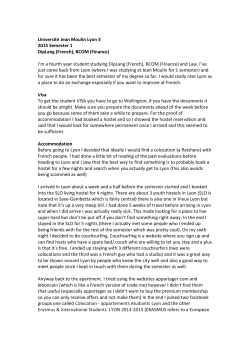 Universit&eacute; Jean Moulin Lyon 3 2015 Semester 1 DipLang (French