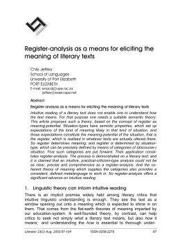 Register-analysis as a means for eliciting the meaning of literary texts