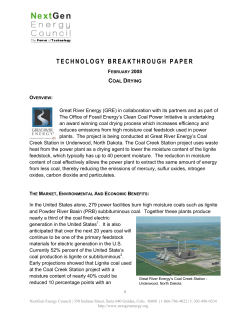 Technology Breakthrough Paper: Coal Drying