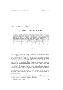DECLENSION CLASSES IN ESTONIAN