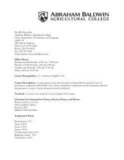 Dr. Billy Reynolds Abraham Baldwin Agricultural College