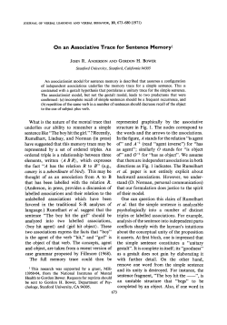 On an Associative Trace for Sentence Memory 1