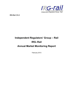Rail IRG&ndash;Rail Annual Market Monitoring Report
