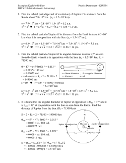 of Jupiter if its distance from the Sun is about 7.8&times;108 km.