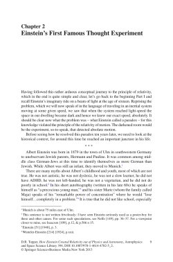 Einstein`s First Famous Thought Experiment