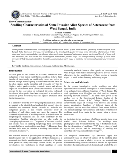 Seedling Characteristics of Some Inva acteristics of Some Invasive