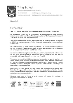 March 2017 Dear Parent/Carer