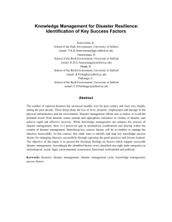 Knowledge Management for Disaster Resilience: Identification of