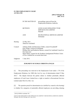 (NZ) Ltd v Recreational Services Ltd [2012] NZEmpC 86