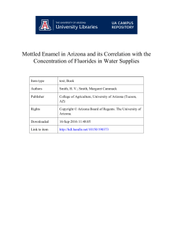 Mottled Enamel in Arizona and its Correlation with the