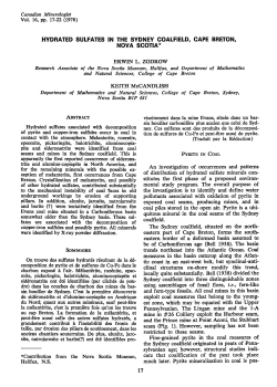 HVDRATED $ULFATES IN THE SVDNEV COALFIELD, CAPE