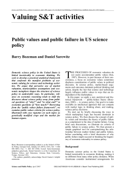 Public Values and Public Failure in US Science Policy.