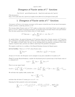 Divergence of Fourier series of Co functions 1. Divergence of