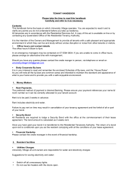 TENANT HANDBOOK Please take the time to