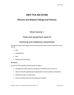 UNIT FCA 035 (01/00) Work Activity 1 Tools and equipment used for
