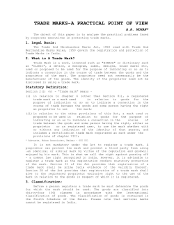 TRADE MARKS-A PRACTICAL POINT OF VIEW
