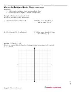 12-5 Guided Notes - Circles in the Coordinate Plane