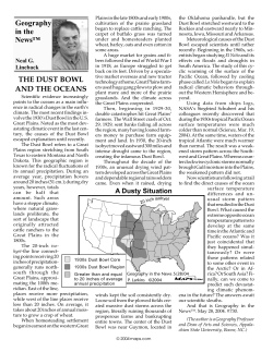 Geography in the News&trade; THE DUST BOWL AND THE
