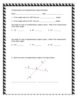 Supplementary and Complementary Angles Homework