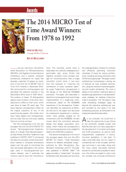 The 2014 MICRO Test of Time Award Winners: From