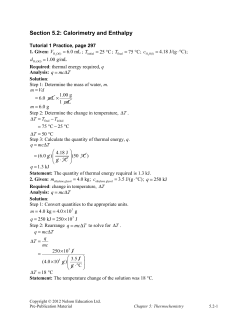 Section 5.2: Calorimetry and Enthalpy